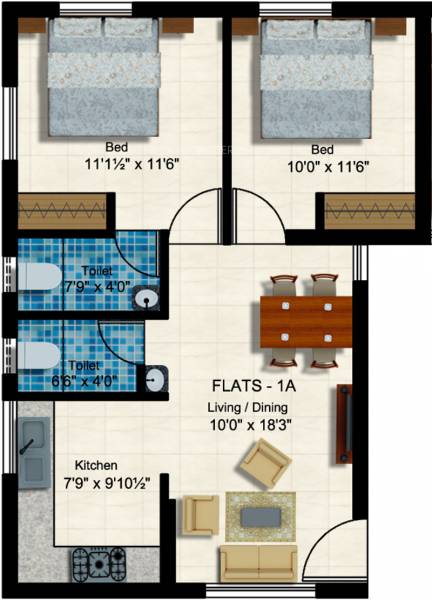 Arka Tulip (2BHK+2T (874 sq ft) 874 sq ft)