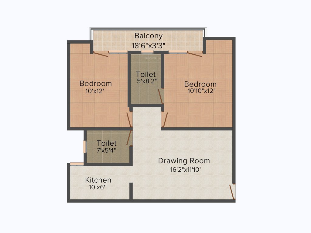 HBA Tech Zone Residency (2BHK+2T (900 sq ft) 900 sq ft)
