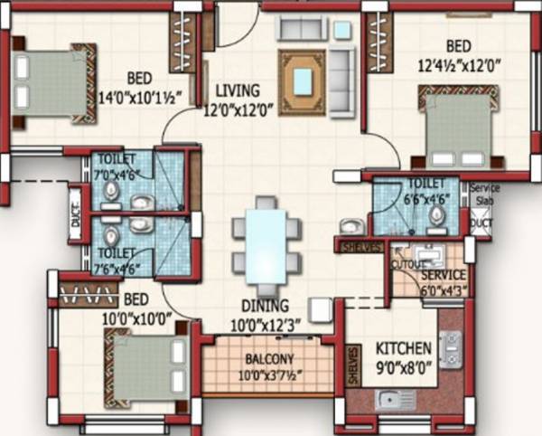 Sri Maple Wood (3BHK+3T (1,395 sq ft) 1395 sq ft)