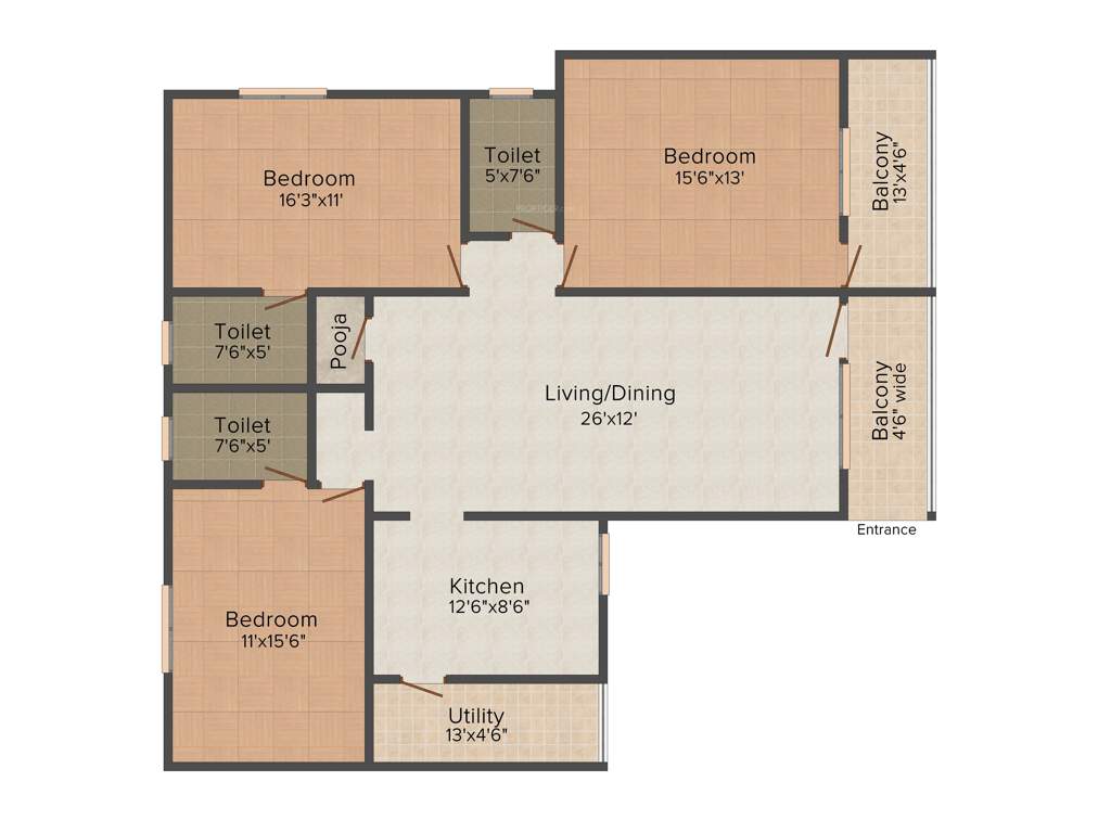 Shivaganga Castle (3BHK+3T (1,735 sq ft)   Pooja Room 1735 sq ft)