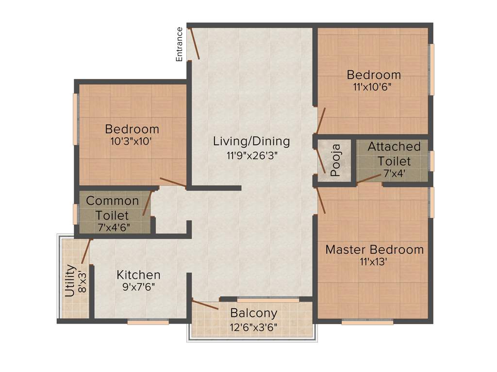 Shivaganga Ridge (3BHK+2T (1,300 sq ft) 1300 sq ft)