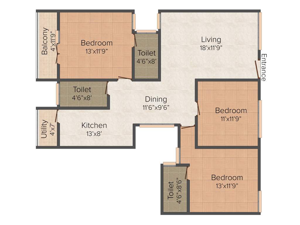 Lansdowne Virginia (3BHK+3T (1,580 sq ft) 1580 sq ft)