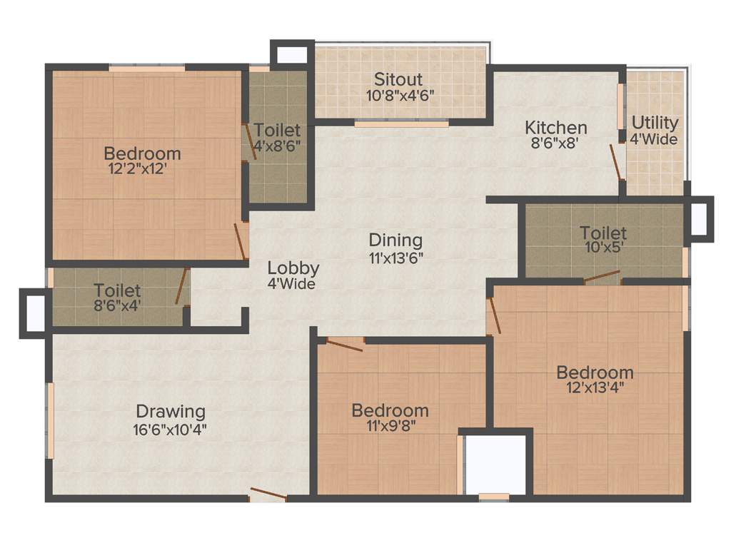 Balaji Eternal Bliss (3BHK+3T (1,450 sq ft) 1450 sq ft)