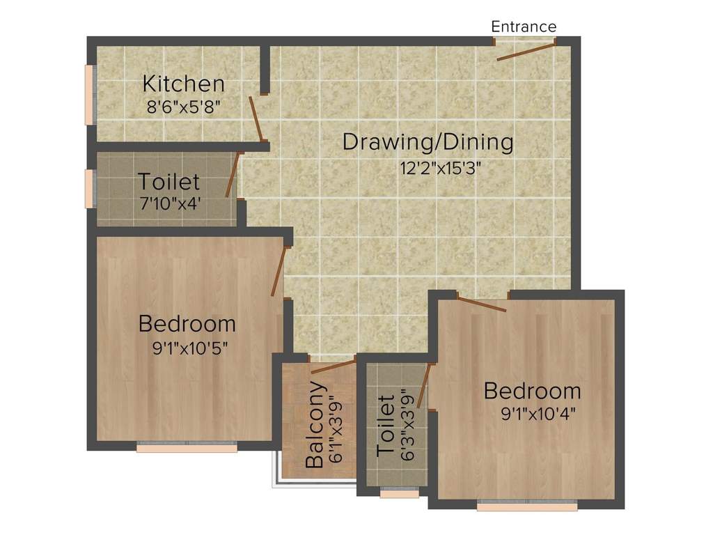 RS Ganga Jamuna Bhagirathi (2BHK+2T (764 sq ft) 764 sq ft)