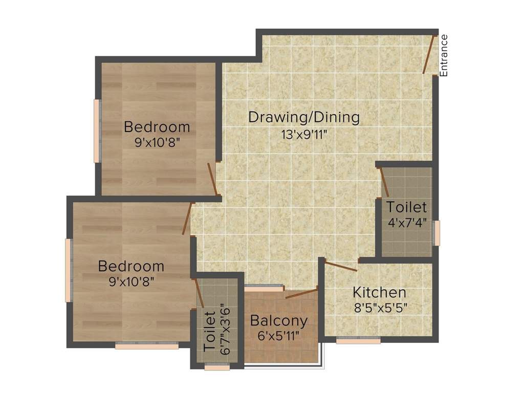 RS Ganga Jamuna Bhagirathi (2BHK+2T (818 sq ft) 818 sq ft)