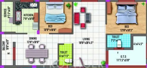 Lavanyaa Anjana (2BHK+2T (935 sq ft) 935 sq ft)