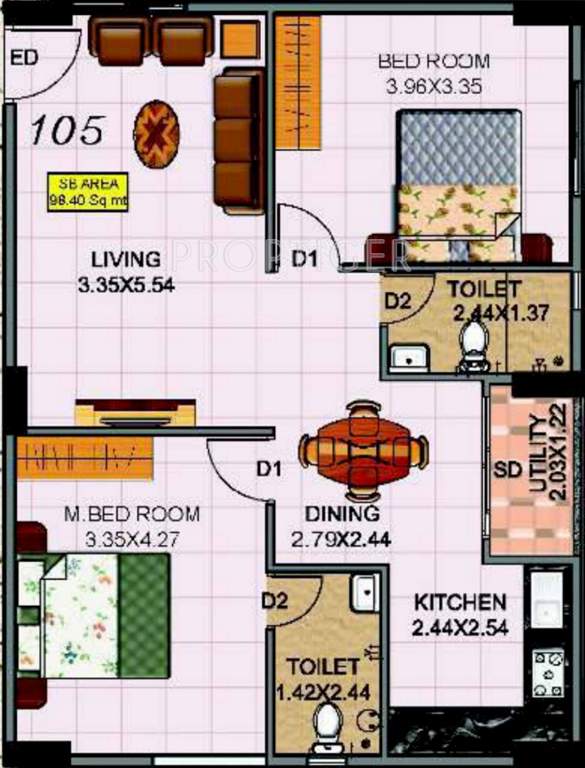 Hebron Tower 9 (2BHK+2T (1,242 sq ft) 1242 sq ft)