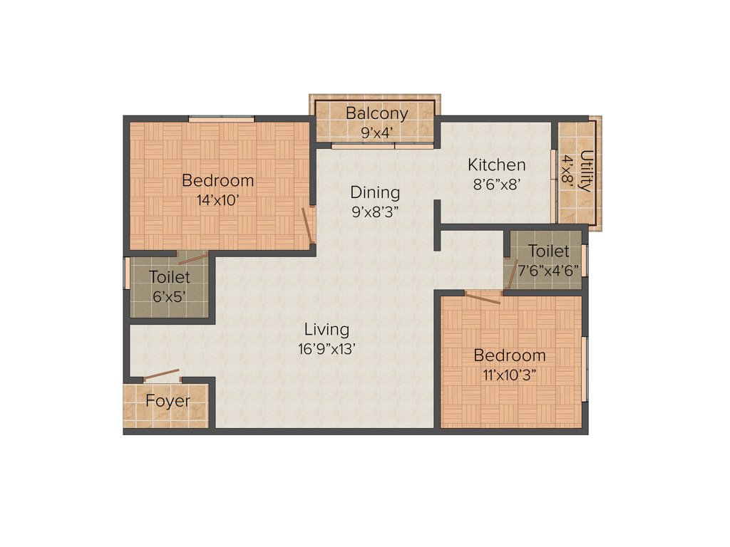 SV Marvel (2BHK+2T (1,085 sq ft) 1085 sq ft)