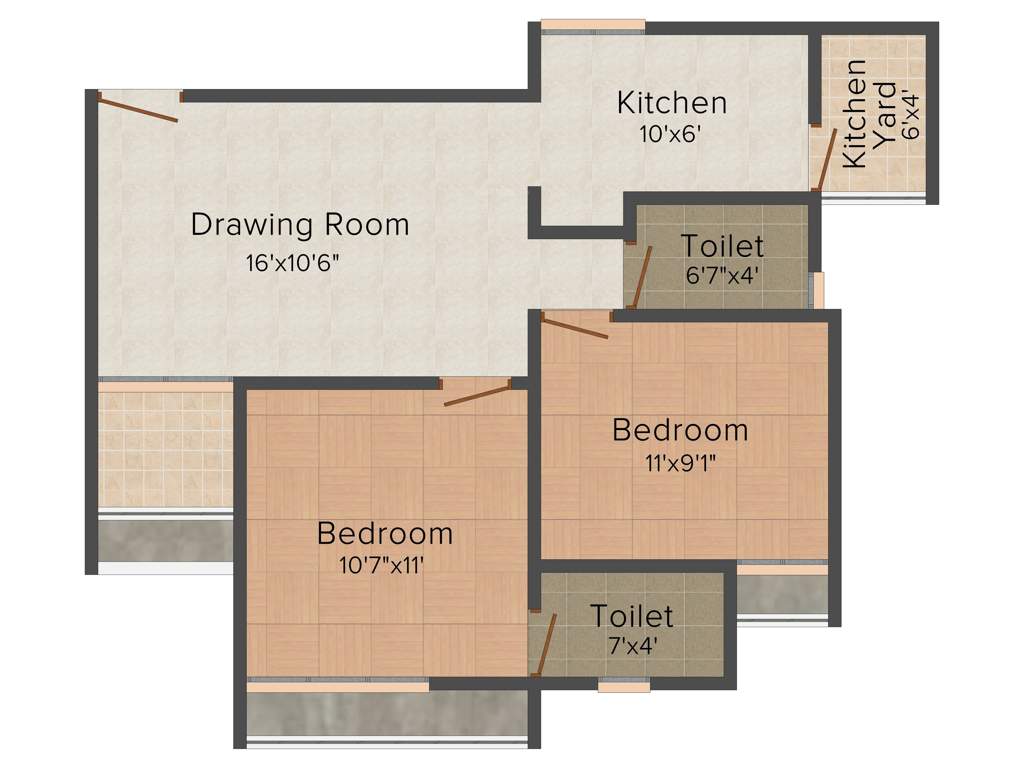 Sheetal Vedika Happy Valley (2BHK+2T (1,008 sq ft) 1008 sq ft)