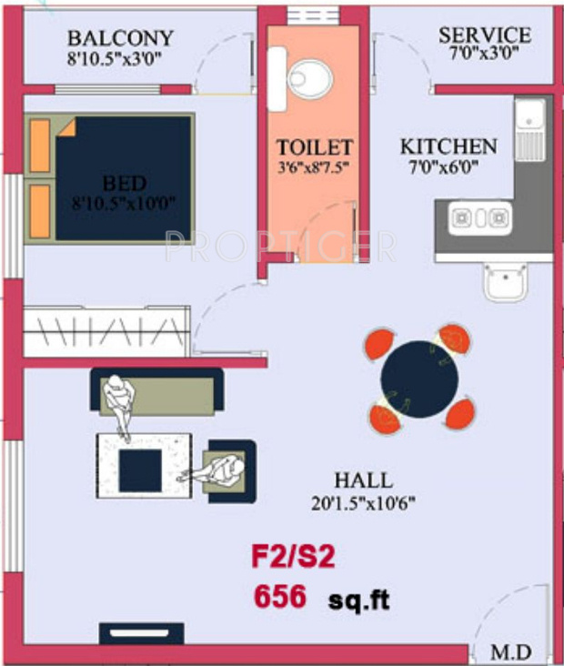 EGB Swaroopam (1BHK+1T (656 sq ft) 656 sq ft)