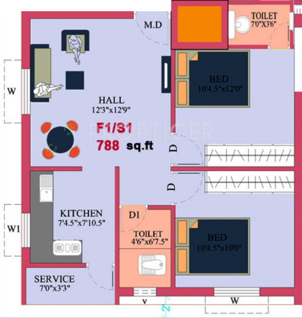 EGB Swaroopam (2BHK+2T (788 sq ft) 788 sq ft)