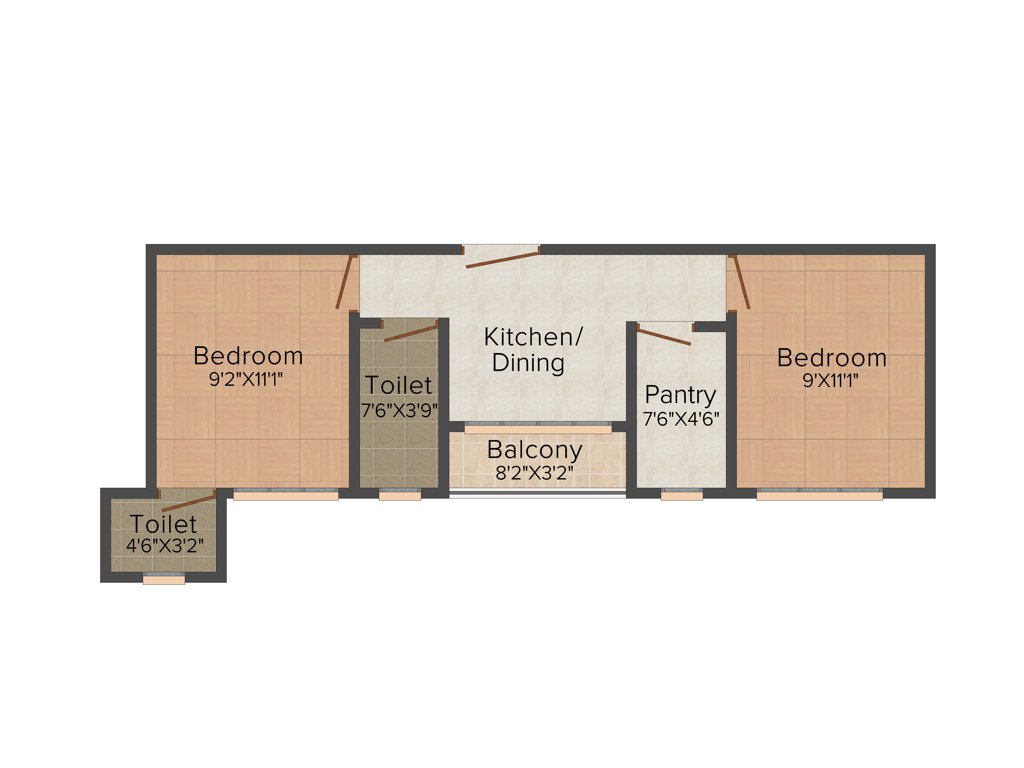Pacific Point (2BHK+2T (701 sq ft) 701 sq ft)