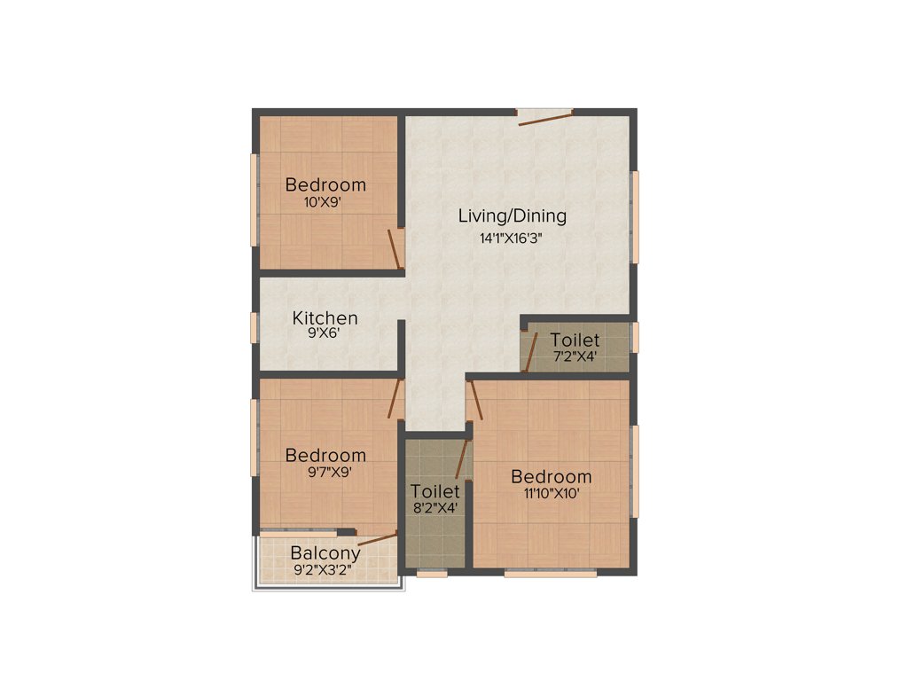 Pacific Point (3BHK+3T (1,100 sq ft) 1100 sq ft)