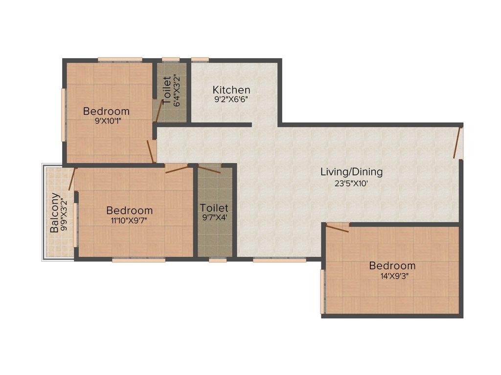 Pacific Point (3BHK+3T (1,312 sq ft) 1312 sq ft)