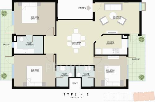 Achievers Gardenia (3BHK+3T (1,674 sq ft) 1674 sq ft)