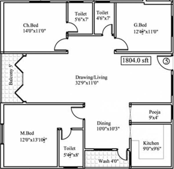 Royal Serene PCH (3BHK+3T (1,804 sq ft)   Pooja Room 1804 sq ft)