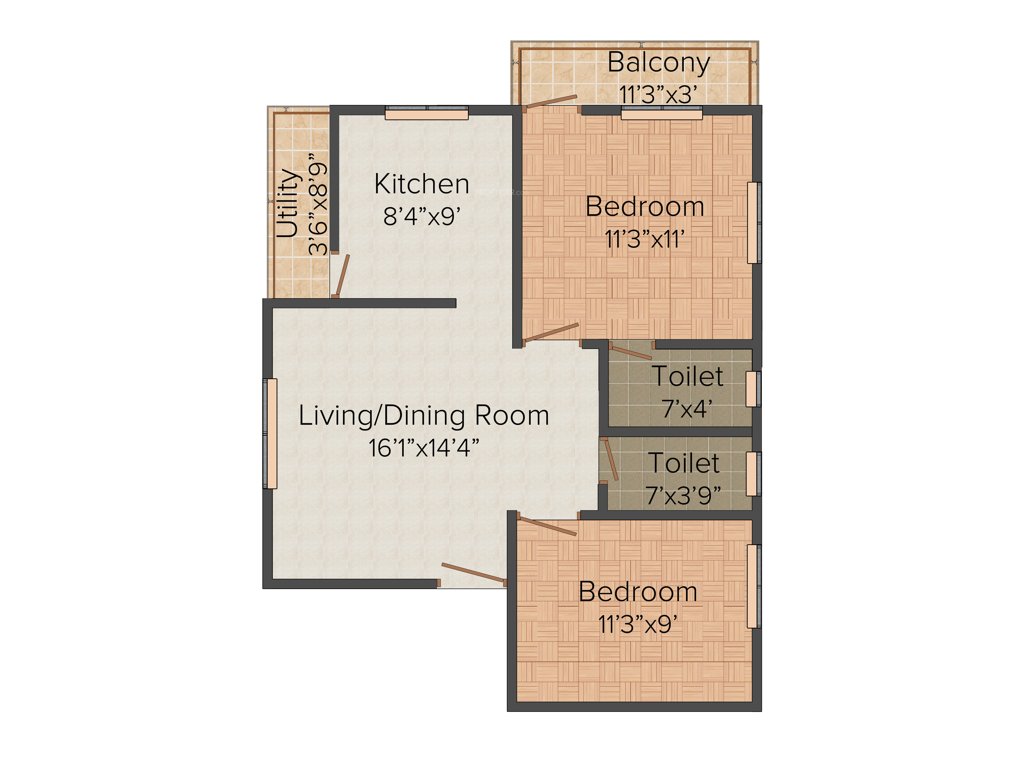EGB Builders Vasantham 2BHK+2T (950 sq ft)