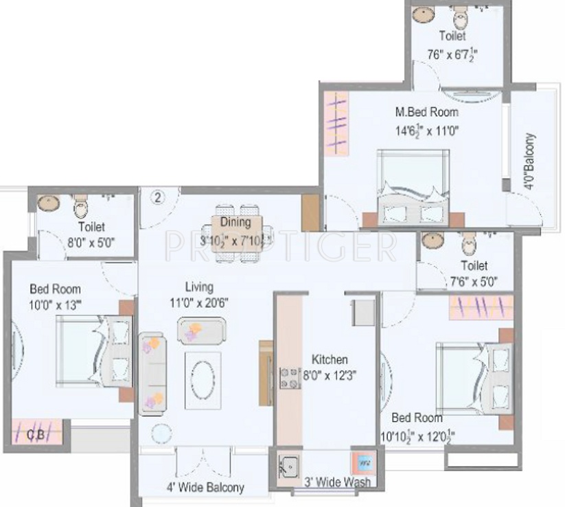 Dugar Sky Dugar (3BHK+3T (1,221 sq ft) 1221 sq ft)
