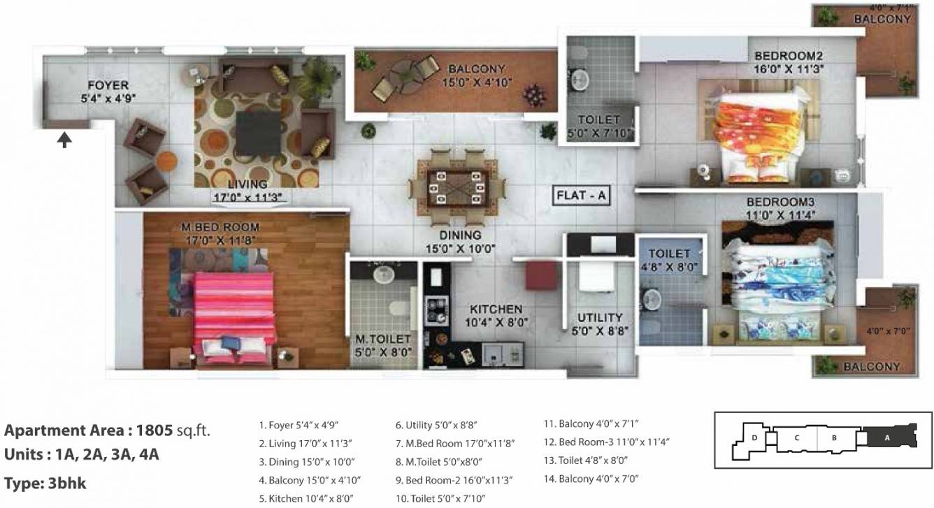 BBCL Ananya (3BHK+3T (1,805 sq ft) 1805 sq ft)