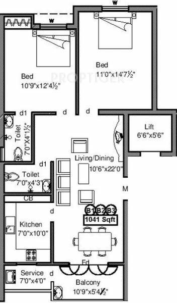 Priya Sarashwathi (2BHK+2T (1,041 sq ft) 1041 sq ft)