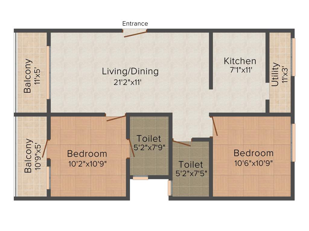 Nirman I Woods (2BHK+2T (1,214 sq ft) 1214 sq ft)
