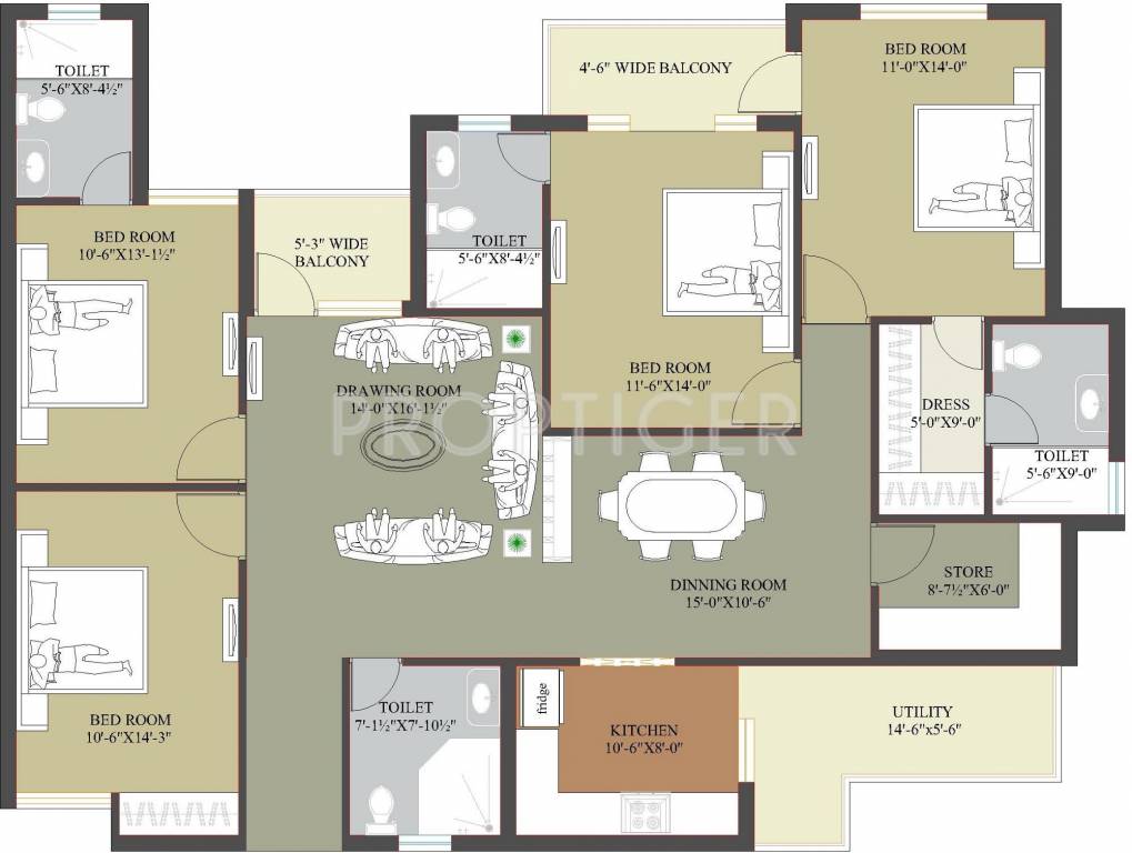 Pushpanjali Gardenia (4BHK+4T (2,150 sq ft) 2150 sq ft)