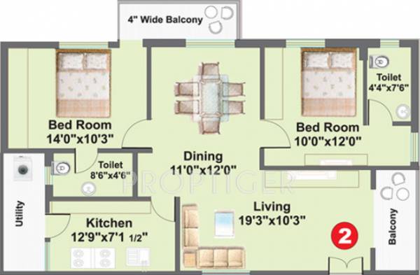 Gauthami Seetha Heaven (2BHK+2T (1,305 sq ft) 1305 sq ft)