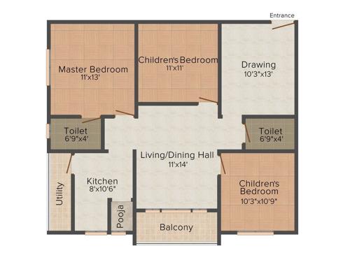 Jaya Bharathi Sagar Heights (3BHK+3T (1,180 sq ft) 1180 sq ft)