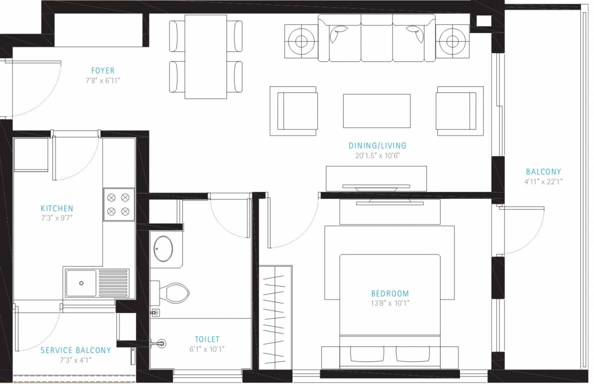 Vatika The Park (1BHK+1T (900 sq ft) 900 sq ft)
