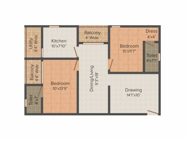 Maphar VM Impreza 2BHK+2T (1,069 sq ft)