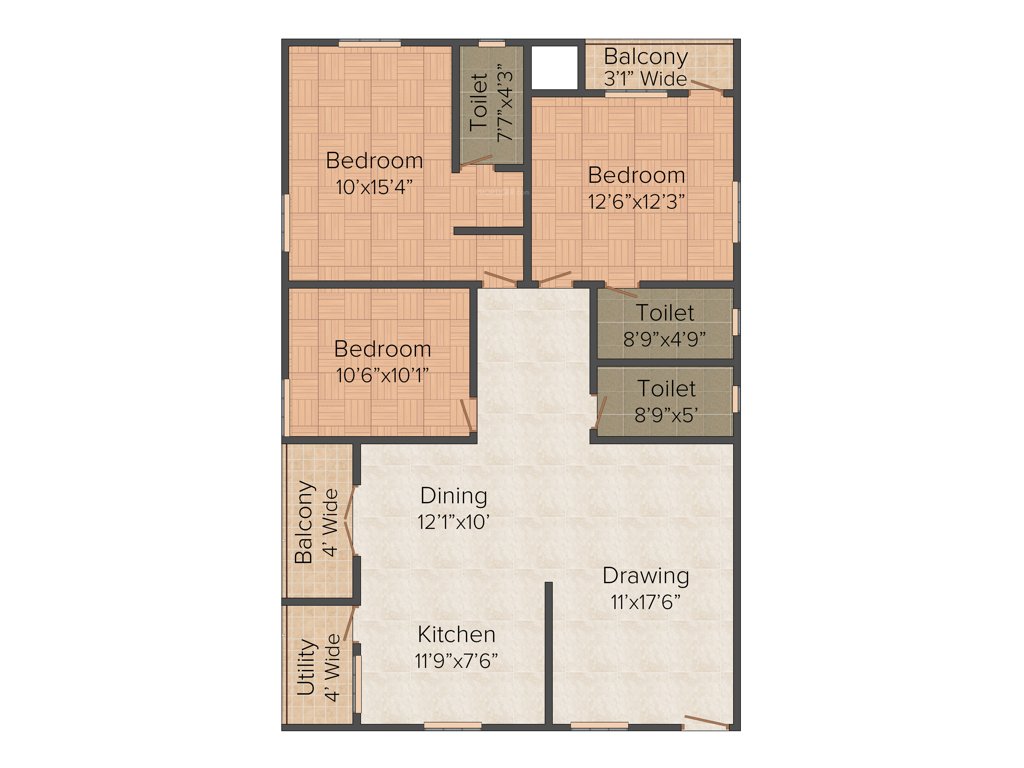 Maphar VM Impreza 3BHK+3T (1,510 sq ft)