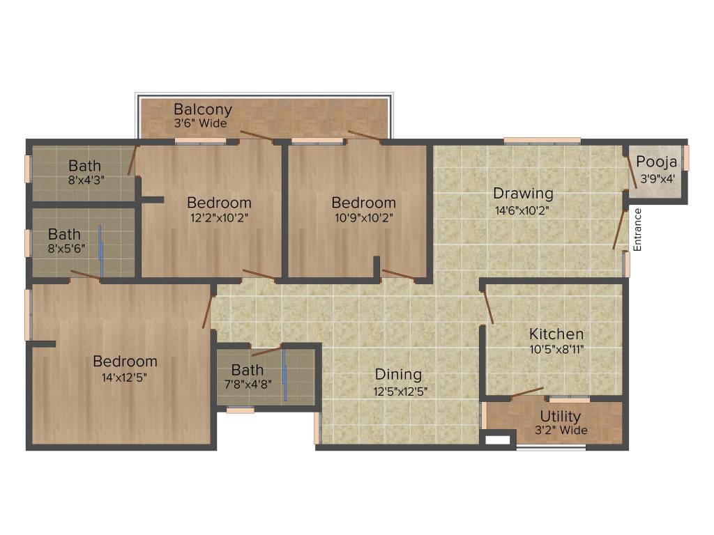 Legend Gulati (3BHK+3T (1,542 sq ft) + Pooja Room 1542 sq ft) Legend Gulati (3BHK+3T (1,542 sq ft) + Pooja Room 1542 sq ft)