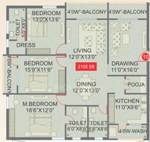 Legend Horizon (3BHK+3T (2,105 sq ft) + Pooja Room 2105 sq ft) Legend Horizon (3BHK+3T (2,105 sq ft) + Pooja Room 2105 sq ft)