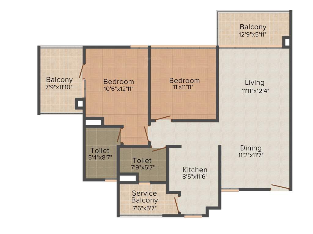 Vatika Jaipur 21 (2BHK+2T (1,310 sq ft) 1310 sq ft)