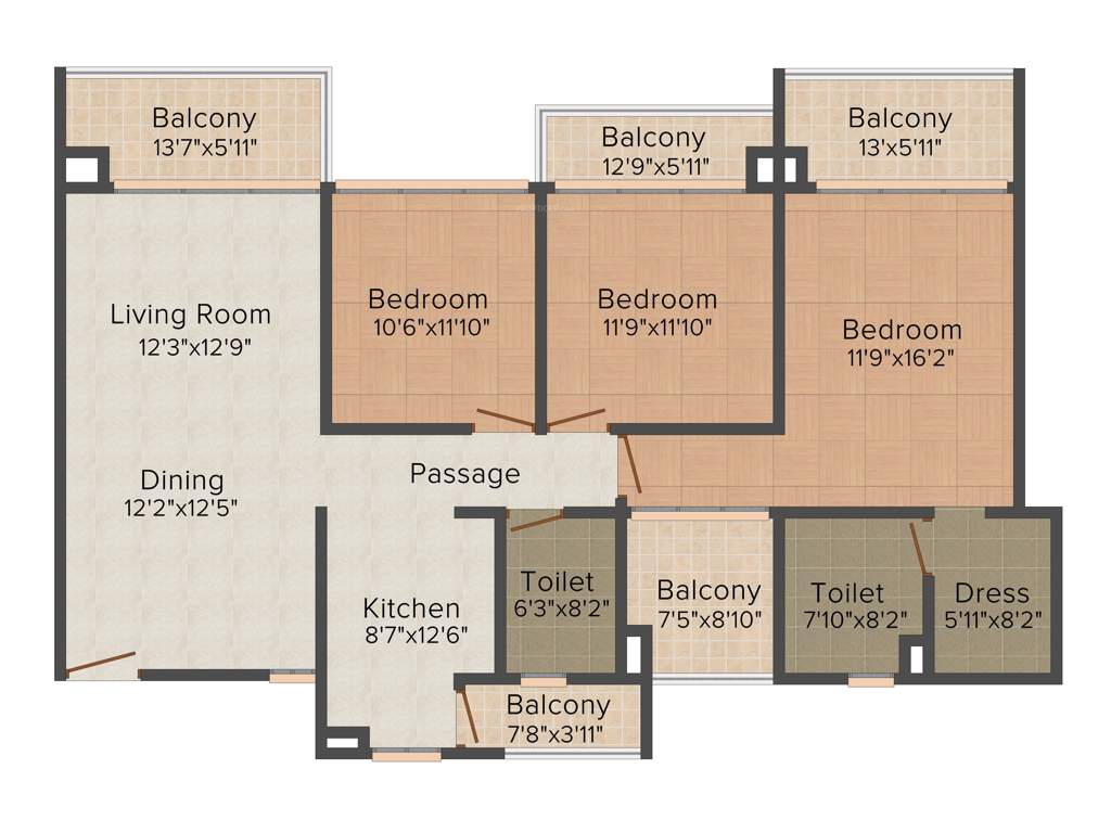 Vatika Jaipur 21 (3BHK+2T (1,840 sq ft) 1840 sq ft)