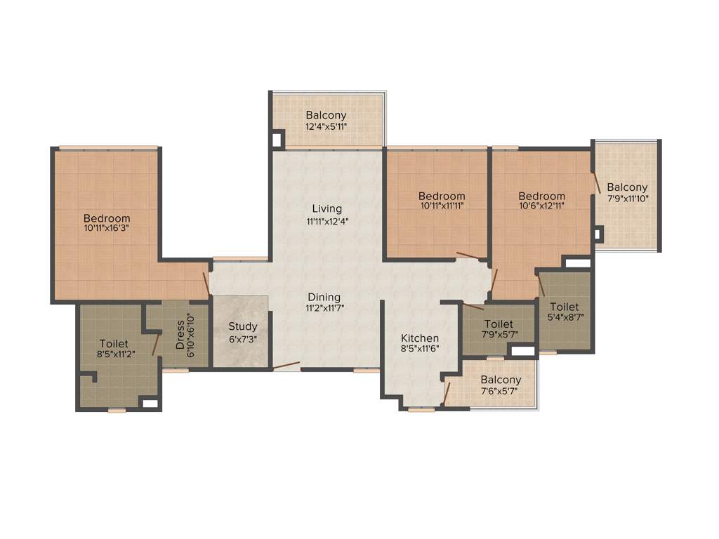 Vatika Jaipur 21 (3BHK+2T (2,070 sq ft)   Study Room 2070 sq ft)