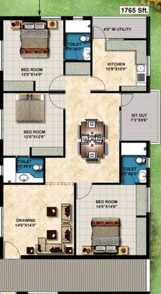 Sri Silver Springs (3BHK+3T (1,765 sq ft) 1765 sq ft)