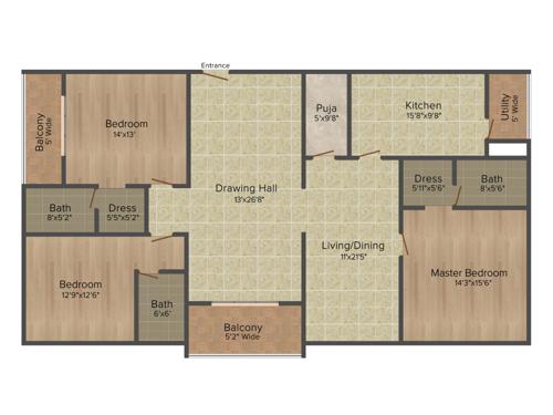 Legend Exotica (3BHK+3T (2,365 sq ft)   Pooja Room 2365 sq ft)