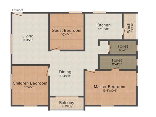 RSRPPL Sai Serenity (3BHK+2T (1,455 sq ft) 1455 sq ft)