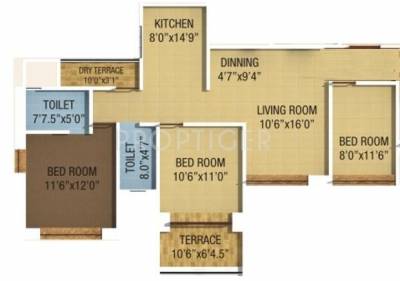 Kumar Piccadilly (3BHK+2T (1,210 sq ft) 1210 sq ft)