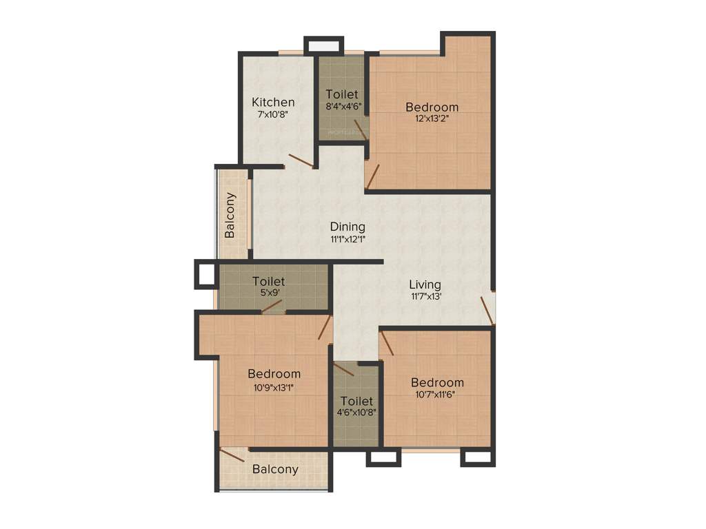 Vinayak Bellezza (3BHK+3T (1,535 sq ft) 1535 sq ft)