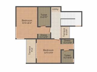 Ambuja Frangipani (4BHK+4T (2,527 sq ft)   Servant Room 2527 sq ft)