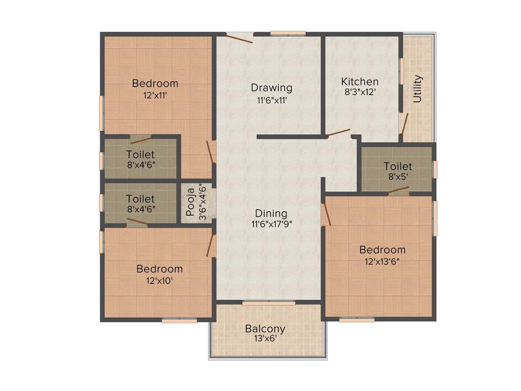 Bhavya Tulasi Vanam (3BHK+3T (1,600 sq ft) 1600 sq ft)