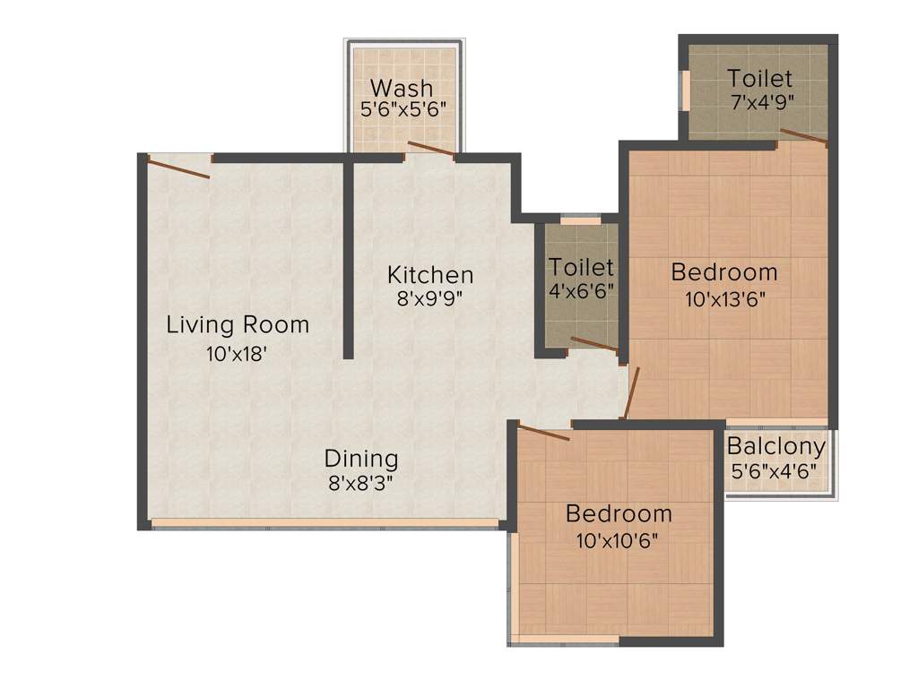 Ganesh Malabar County (2BHK+2T (1,167 sq ft) 1167 sq ft)