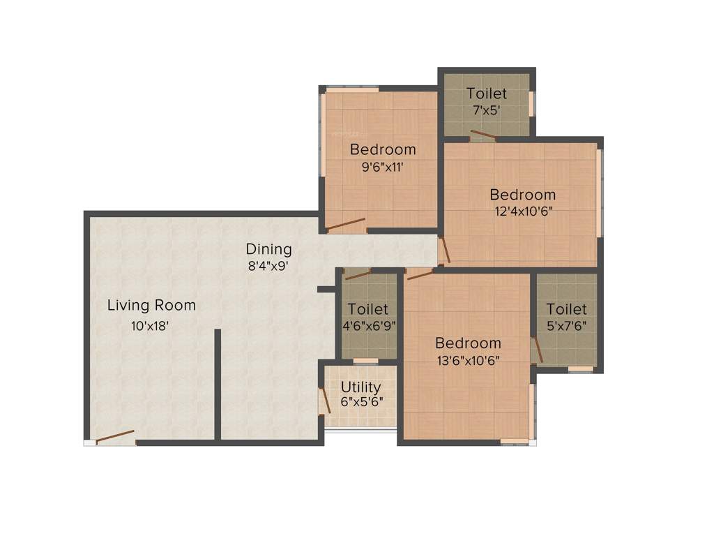 Ganesh Malabar County (3BHK+3T (1,482 sq ft) 1482 sq ft)