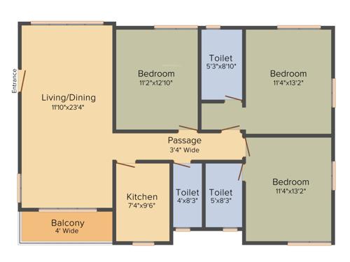 Prudent Residency (3BHK+3T (1,700 sq ft) 1700 sq ft)