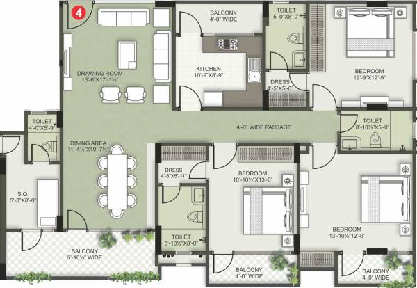 Siddha Basil (3BHK+3T (2,344 sq ft) Servant Room 2344 sq ft) Siddha Basil (3BHK+3T (2,344 sq ft) Servant Room 2344 sq ft)