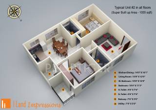 Iland Impressions (2BHK+2T (1,055 sq ft) 1055 sq ft) Iland Impressions (2BHK+2T (1,055 sq ft) 1055 sq ft)
