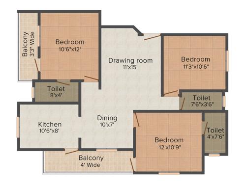 Green Aman Vista (3BHK+3T (1,400 sq ft) 1400 sq ft)