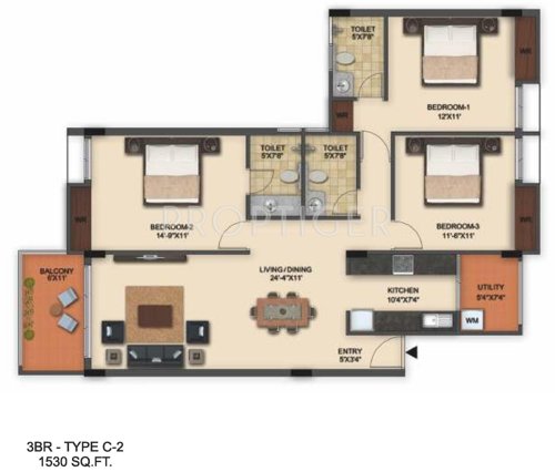UKN Interlaken (3BHK+3T (1,530 sq ft) 1530 sq ft)